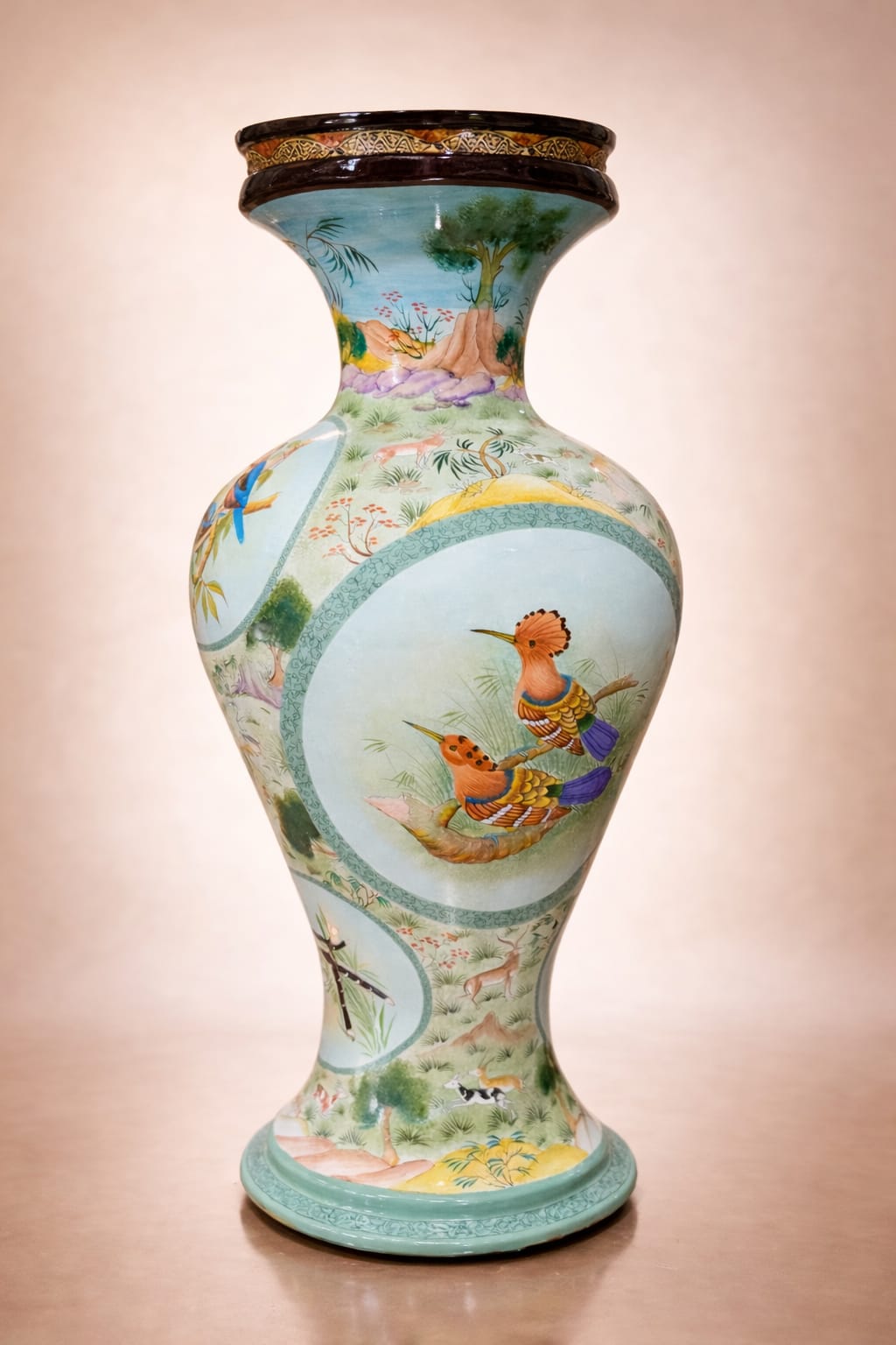 Singing Birds , Unique Paper mache flower vase, Hand Painted Antique Flower Vases